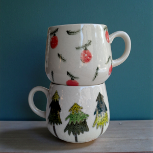 Zestaw świąteczny kubków – ręcznie malowany duet